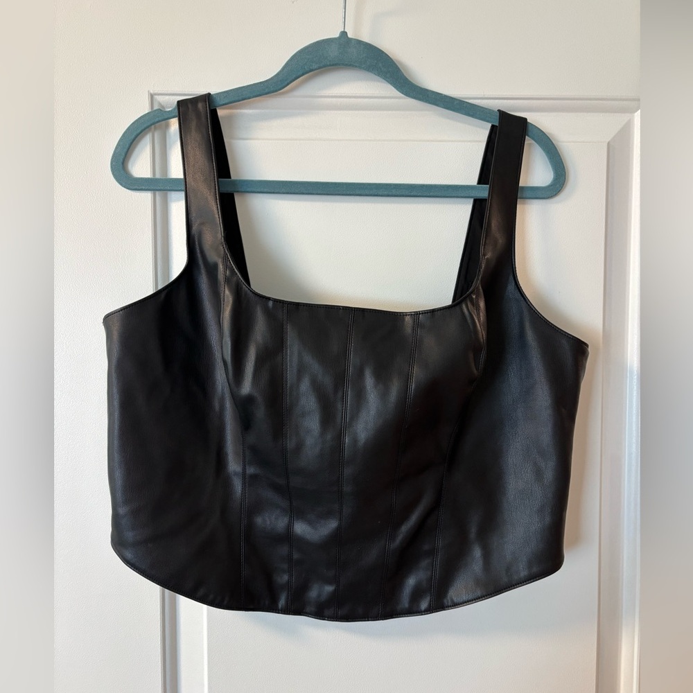Abercrombie & Fitch Black Faux Leather Crop Tank